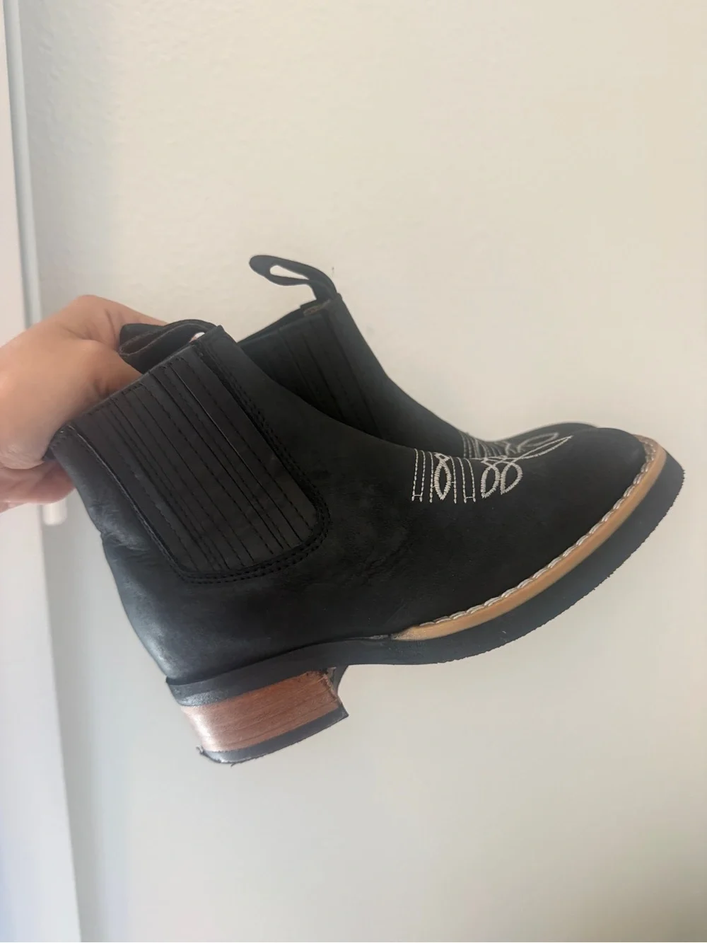 Black Embroidered Ankle Boot